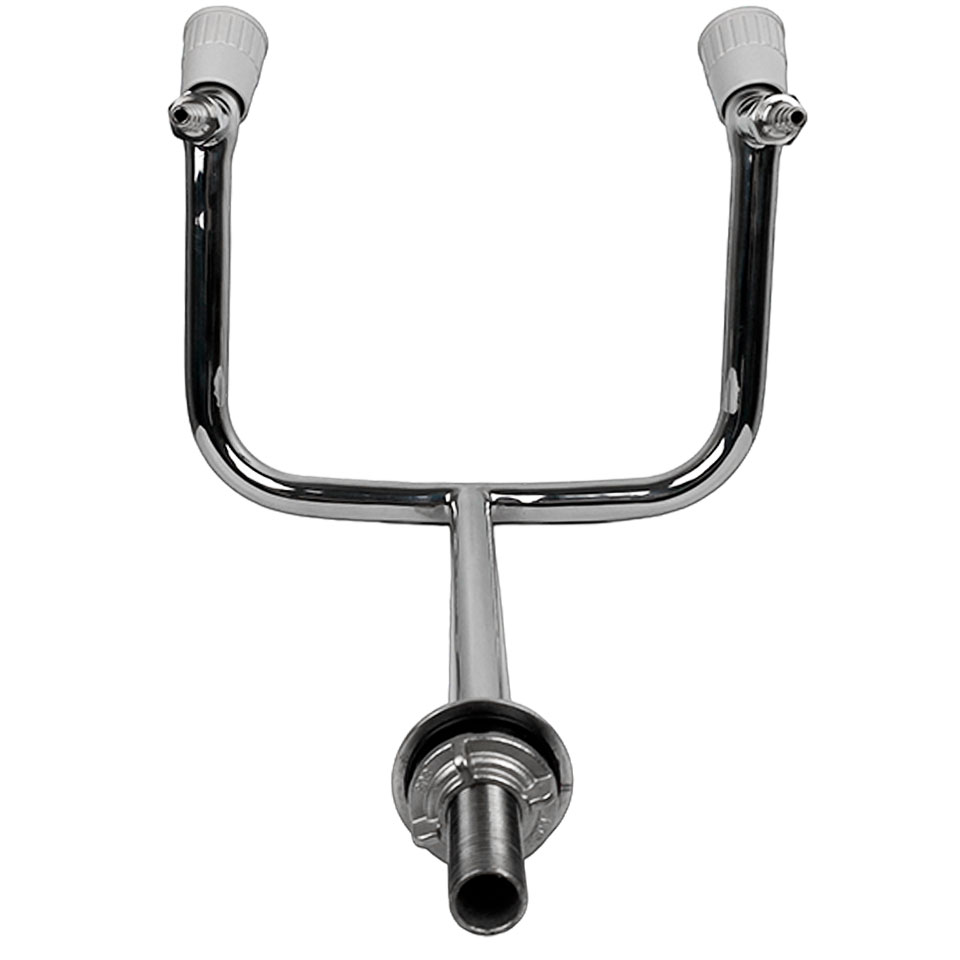 Двойной лабораторный кран для холодной воды Stegler KV-2-295N (нерж. сталь, высота 295 мм)