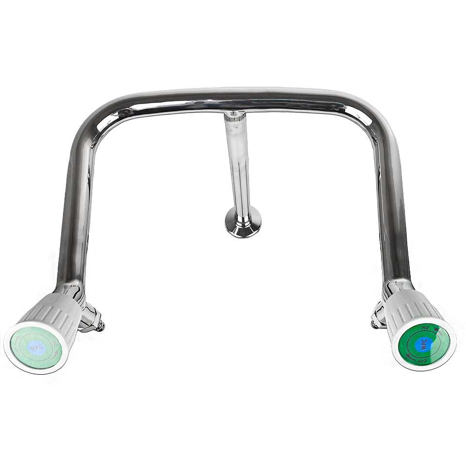 Двойной лабораторный кран для холодной воды Stegler KV-2-295N (нерж. сталь, высота 295 мм)