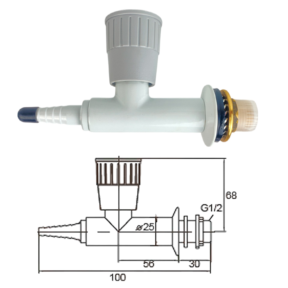Лабораторный газовый кран Stegler KG-1-70 (литая медь, длина 70 мм)