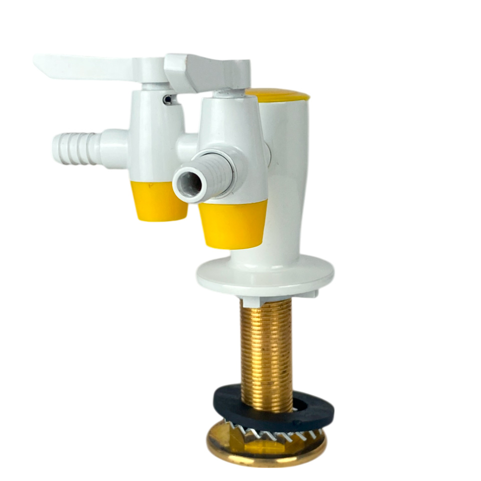 Двойной газовый лабораторный кран Stegler KG-2-105 (литая медь, высота 105 мм, угловой)