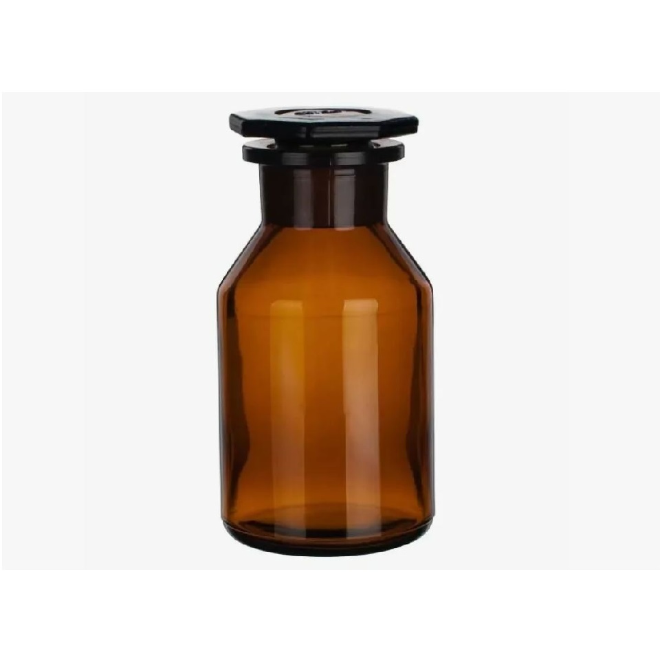 Склянка с притёртой пробкой Stegler для реактивов из тёмного стекла с широкой горловиной